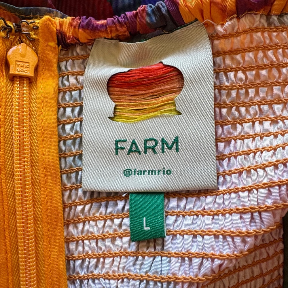 Farm Rio Tropical Floral Printed Colorful Layered Maxi Dress Size L Tie Straps - Picture 4 of 14